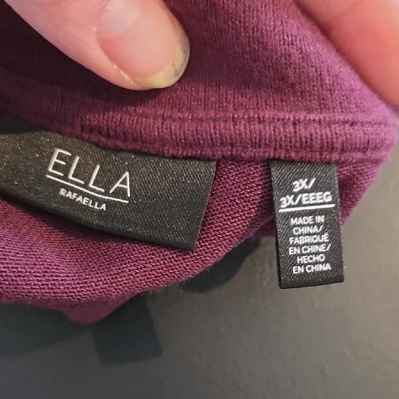 NWT Rafaella 3X Maroon Ruffle Sleeve Sweater - Picture 3 of 5